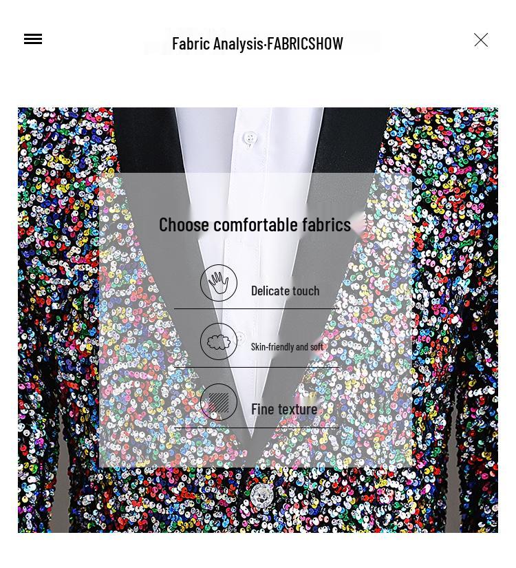 Men's Iridescent Sequin Tuxedo Jacket - Ideal for DJs, Nightclubs, and Stage Performances