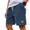 Pantalones Cortos Casuales de Moda para Hombre con Logo Bordado Vintage y Cordón de Pana