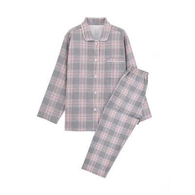 Japanese-Style Cotton Flannel Seamless Pajamas Set for Couples