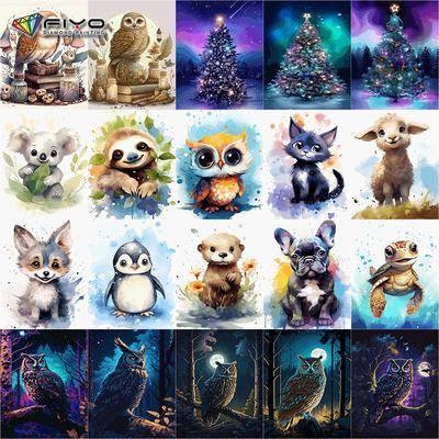 Diamond Painting Full Drill Owl Animal Round Diamond Painting Handmade Christmas Tree At Night Landscape Diy Diamond Mosaic Painting Home Decoration