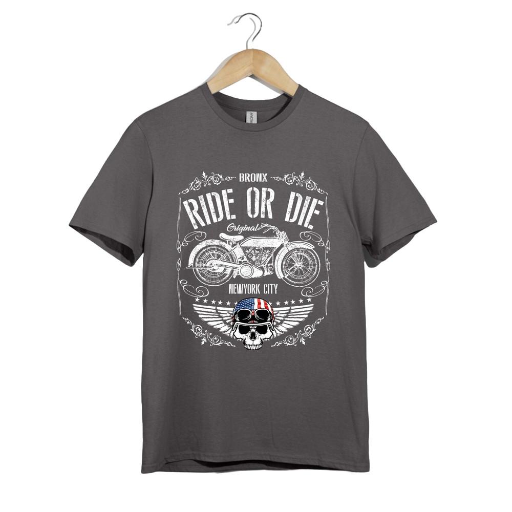 

New York Biker T Shirt Unisex Ride Or Die Bronx Skull Motorcycle Graphic Gift S