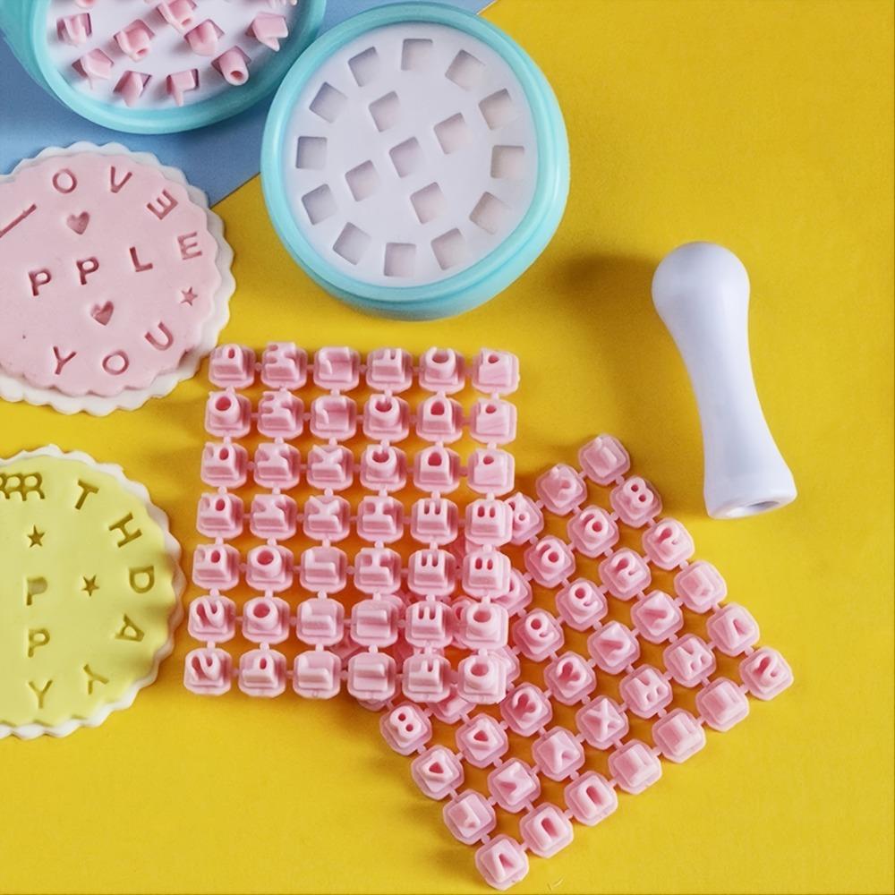 Juego de 4 sellos de letras personalizables para galletas: crea galletas únicas con letras y símbolos intercambiables: moldes para tartas y galletas DIY