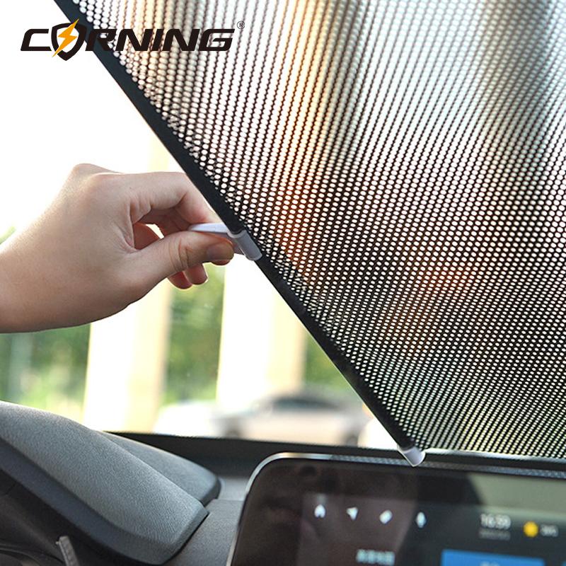 Car Retractable Front Windshield Sun Shade Visor Window Folding Block Cover Summer Protection Heat Insulation SunShade Curtain
