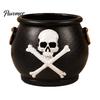 Black Magic Pot Witches Cauldron Planter, Halloween Skull Flower Pot, Gothic Resin Moss Micro Landscape Container Candy Bowl for Herbs, Indoor,