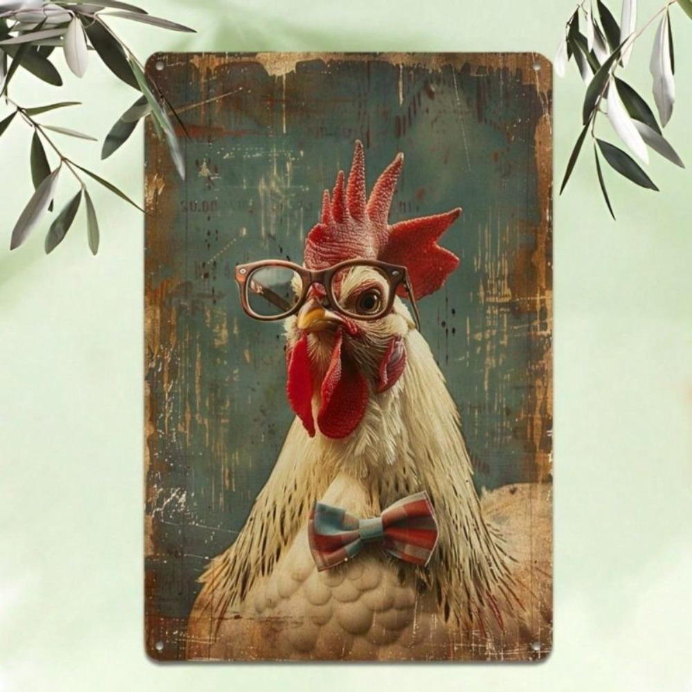 Metal Wall Art Rooster Poster for Home Cafe Farmhouse Decor 12x8 Inch