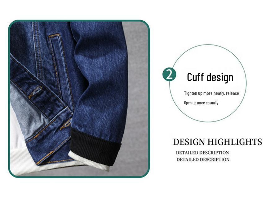 2024 Autumn/Winter Men's Corduroy Patchwork Denim Jacket - Trendy, Loose-Fit American Streetwear Style