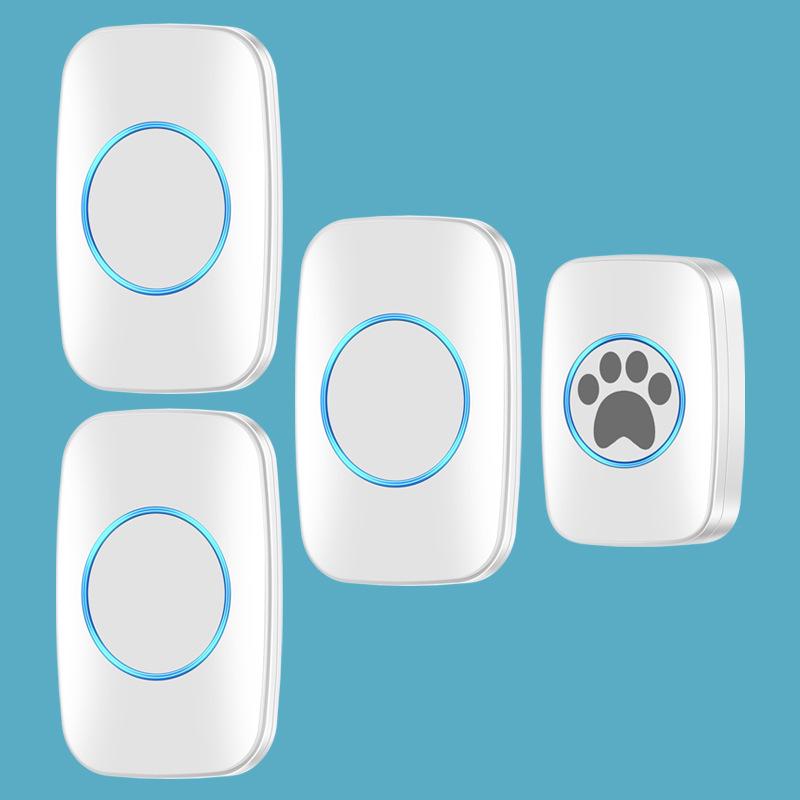 Wireless Smart LED Pet Doorbell with Waterproof Touch and Flashing Light US Plug White