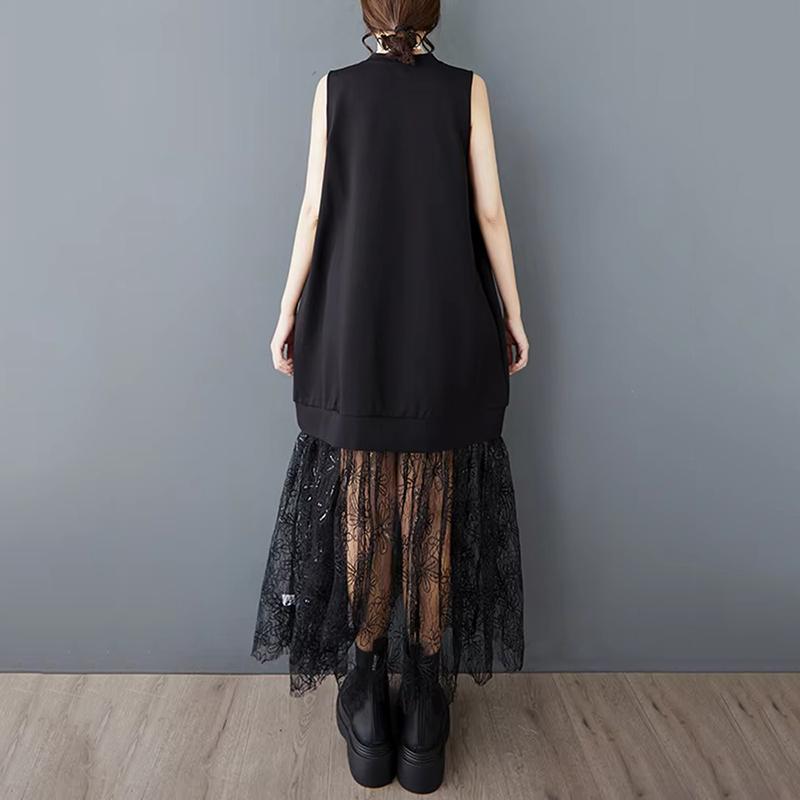 XITAO Patchwork Lace Sleeveless Dress HQQ2476