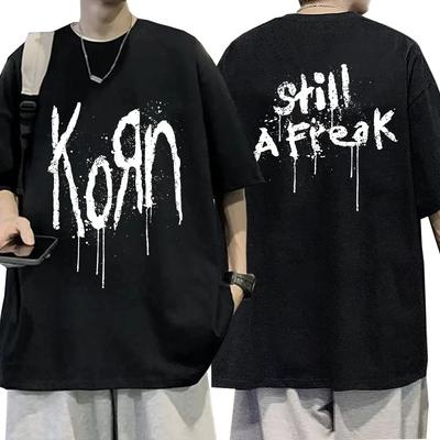 Korn Koncert Muzyczny TRASA ŚWIATOWA T-shirt Męski Vintage Metalowy Gotycki Oversize T-shirt Streetwear Koszulki z Krótkim Rękawem
