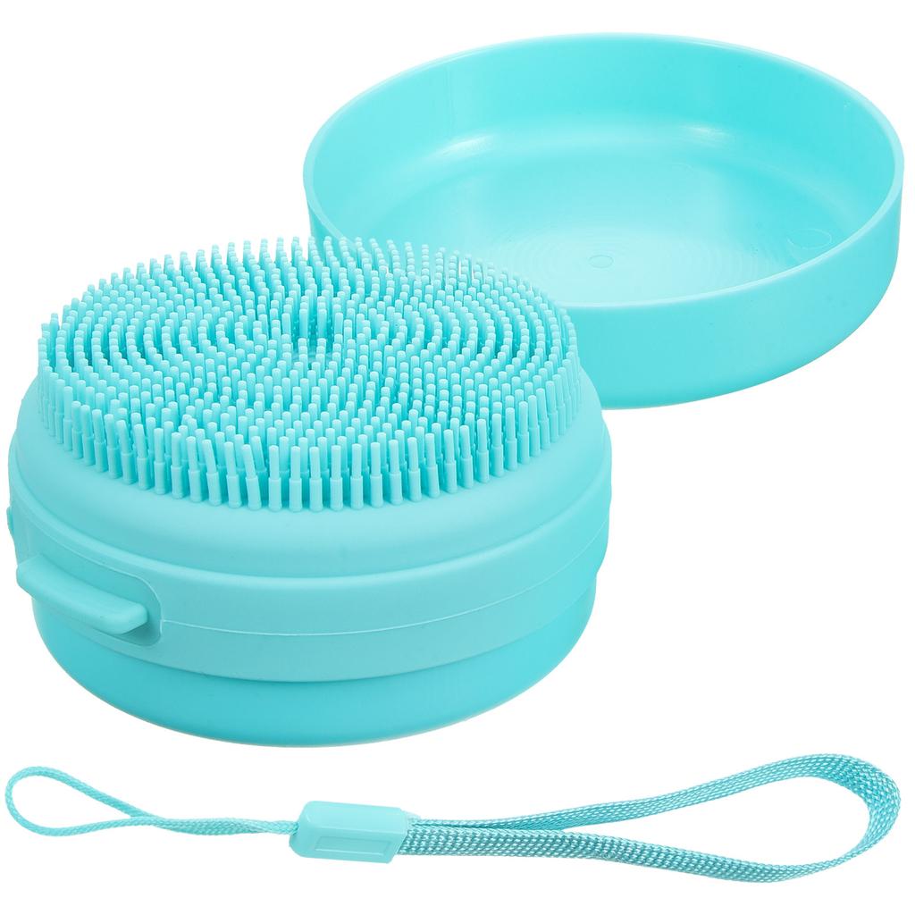 Silicone Bathing Brush Head Scrubber Portable Body Cleansing Tool with Soap Box for Adults Skin Friendly Easy To Use and