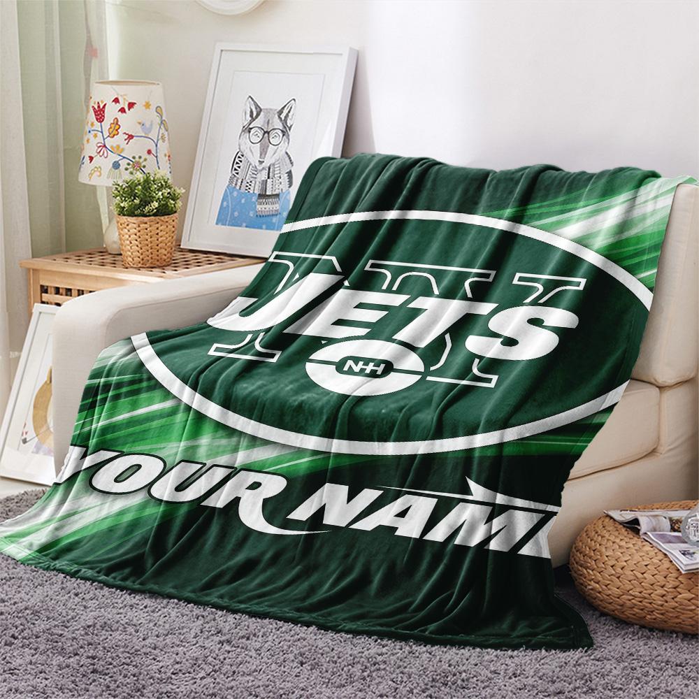 Custom Name New York Jets Flannel Blanket, High quality Comfortable for All Seasons, Home Decor, Warmth and Comfort