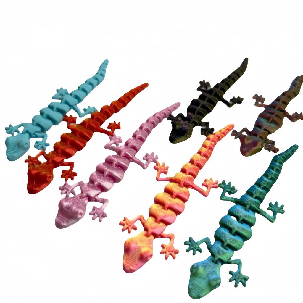 10Pcs Wholesale 3D Printed Toy Ornaments Decoration Lizard Gecko Integrated Joint Mobility Statue Ornament Home Decor