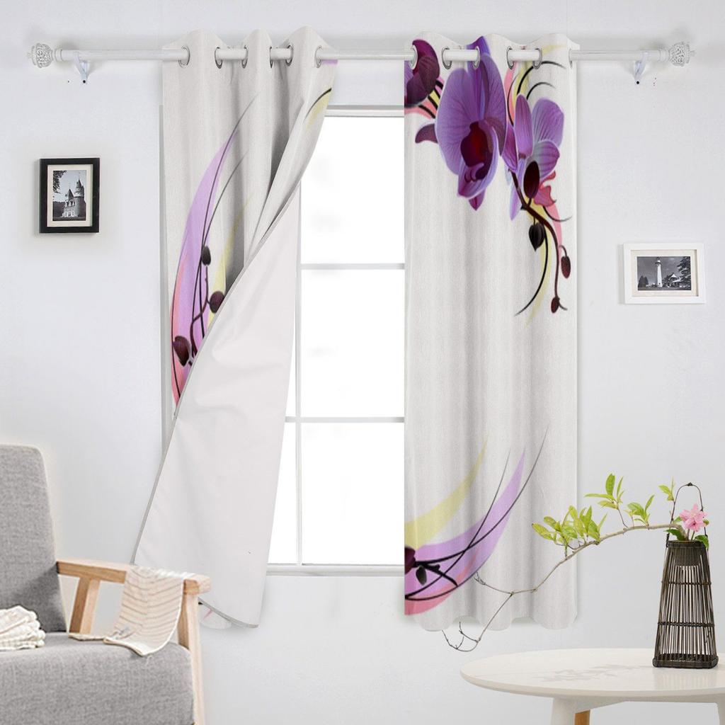 Fialová orchidej Okenní závěs do obývacího pokoje Ložnice Domácí dekorace Kuchyně Na okenní závěsy