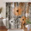 Orange Daisies Shower Curtain - Weathered Wood Background, Vintage Floral Style, Polyester,  Machine Washable