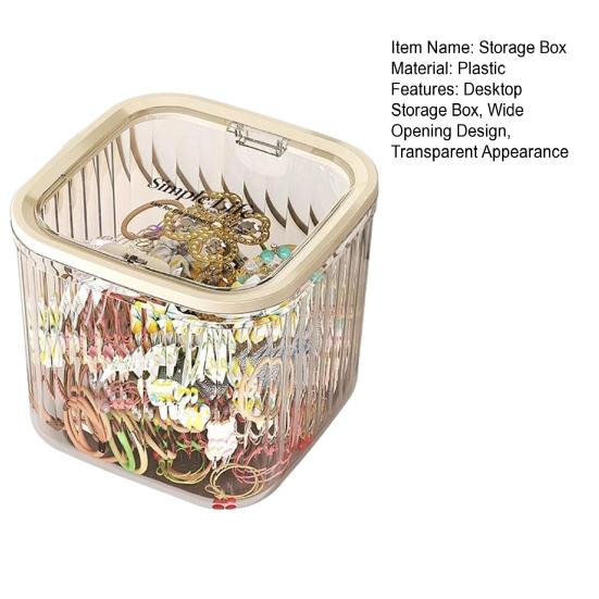 Storage Box with Press To Open Lid Design Anti-Dust Durable Plastic Large Capacity Organizer for Hair Accessories