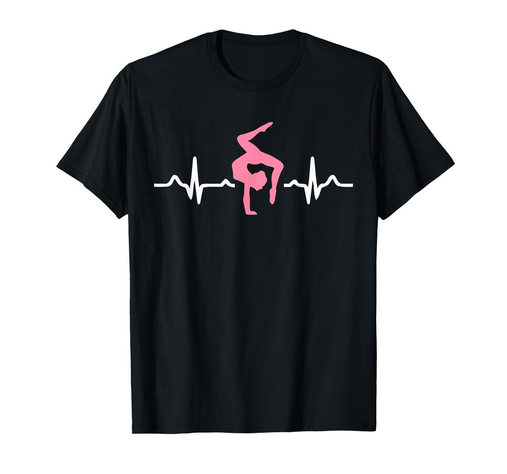 Funny gymnastics balance beam heartbeat tumble cartwheel. T-shirt