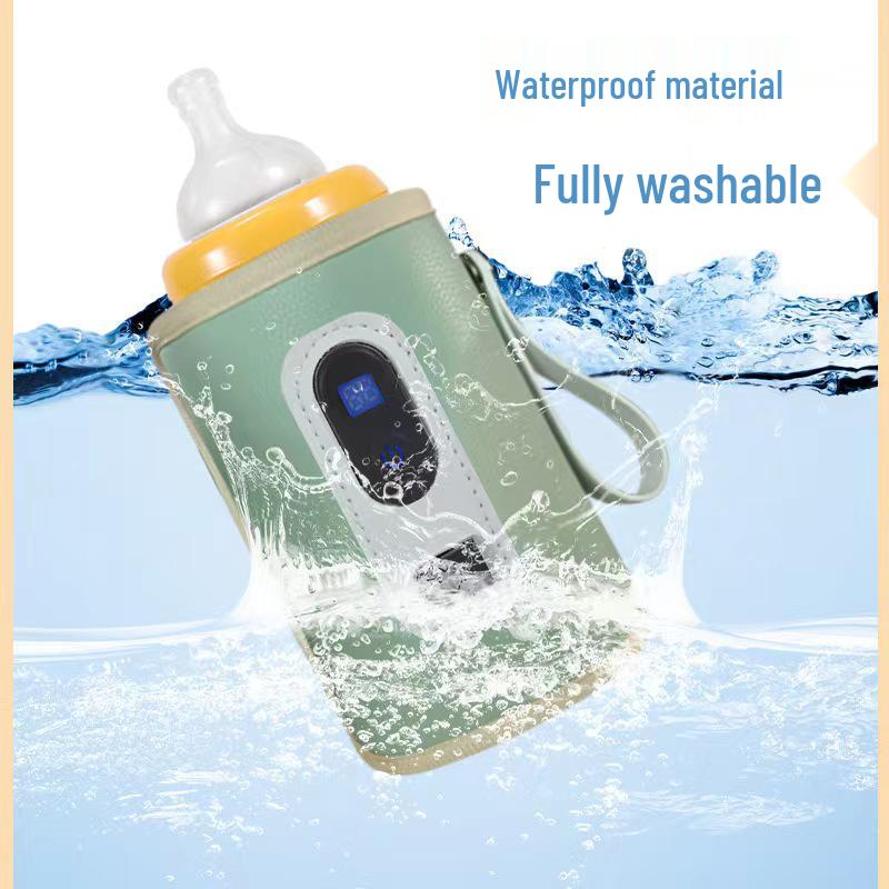 USB Portable Baby Bottle Warmer with Adjustable Temperature, Insulated Sleeve, and Digital Display.