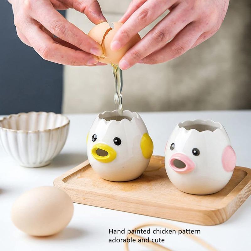 Cartoon Egg Separator Mini Egg White and Yolk Separator Practical and Simple Ceramic Egg Separator Suitable KitchenTools