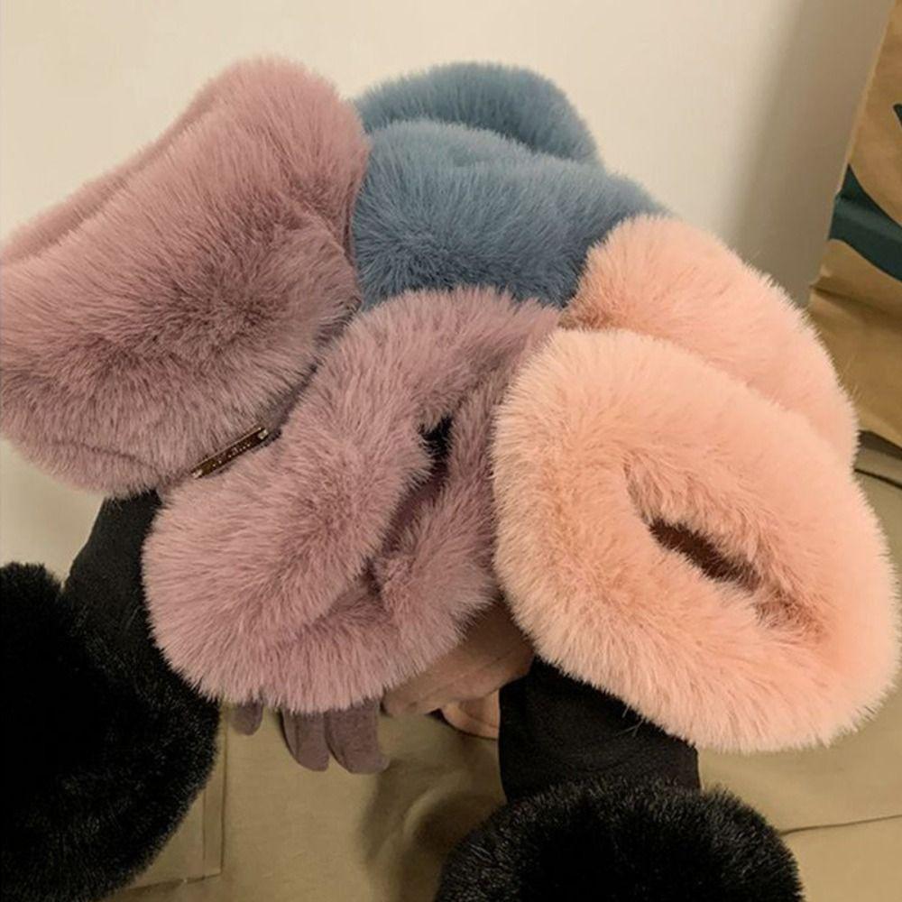 Warm  Gloves Winter Full Finger Mittens Fashion Women Furry Gloves  Ladies