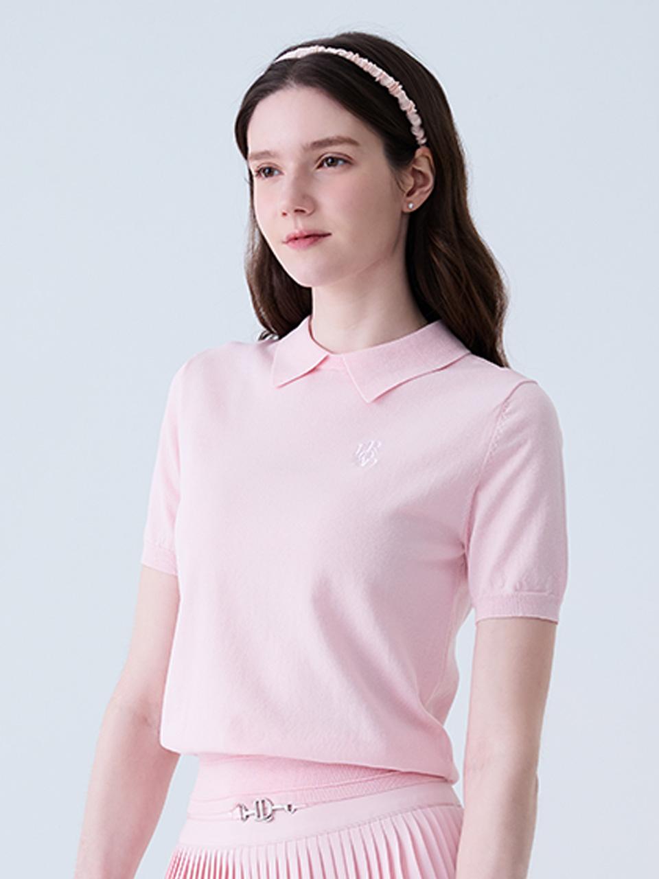 Road Roar Round Neck Collar Knit Pink Pink/S