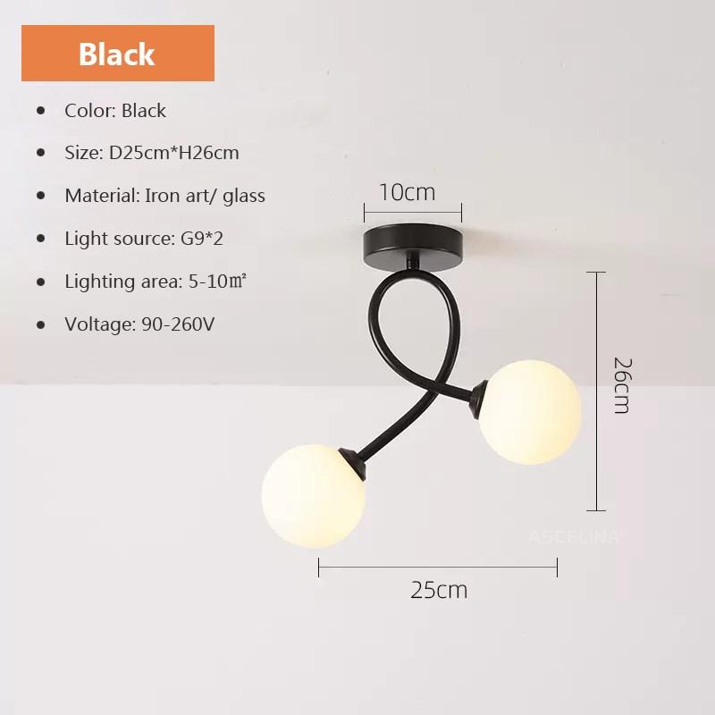 Modern Glass Ceiling Light Minimalist Black Gold 1/2 Heads Indoor Lighting For Hallway Aisle Balcony Entryway Cloakroom Fixtures