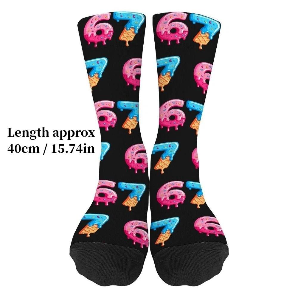Warm 67 Meme Crew Long Socks Cartoon Creativity Stockings 67 Meme Ice Cream Socks For Men Women