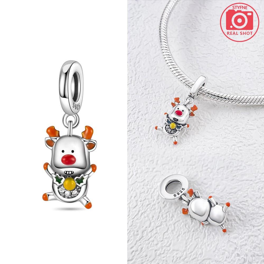 Elk Viewing Snow Scene Pendant Copper Colors For Charms Copper Colors Original Bracelet For Jewelry Making