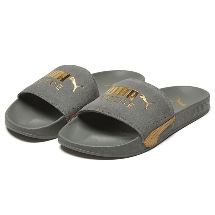 PUMA Unisex Leadcat EVA Comfort Soft Silent Slide Sandals Gray Gold 372277-06
