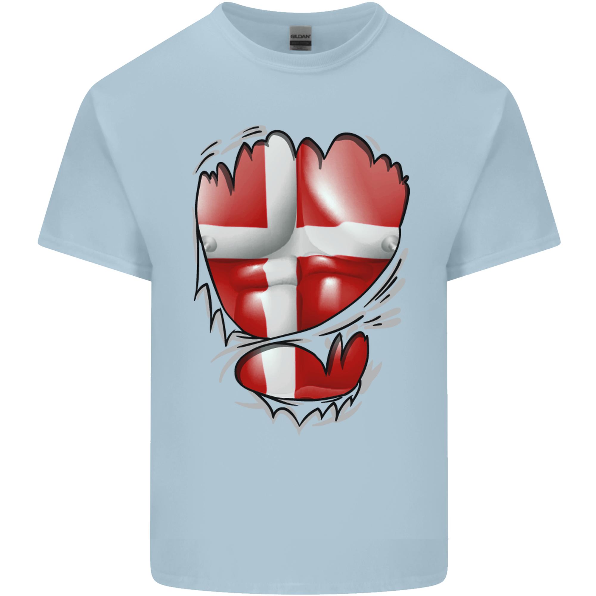 Gym Danish Flag Ripped Muscles Denmark Unisexs Light Cotton TShirt S