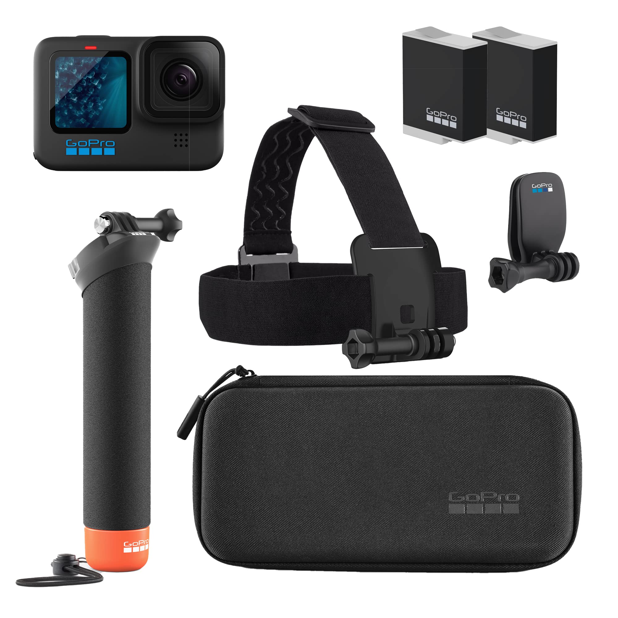 

Набір аксесуарів GoPro HERO11 Black Елементи для ендуро Ручка Ремінь для голови Швидка кліпса з футляром для транспортування - (2 всього) (Плаваюча ручка) + чорний