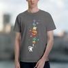 2026 New Model Unisexs 100 Pure Cotton Summer Loose Size Astronaut Planet Pattern Print Casual Comfortable Round Neck Short Sleev