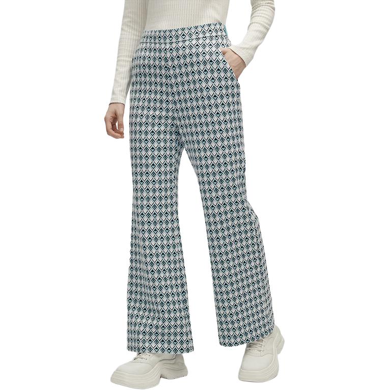 FILA Emerald Plaid Knit Wide-Leg Casual Pants Women bottoms F11W414602F-ZA