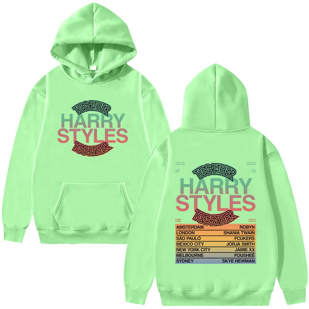 

HarryStyle Together Tour 2026 Hoodies Long Sleeve Hooded Sweatshirts Trendy Women Men Clothing Casual Pullovers High Street L світло-зелений колір