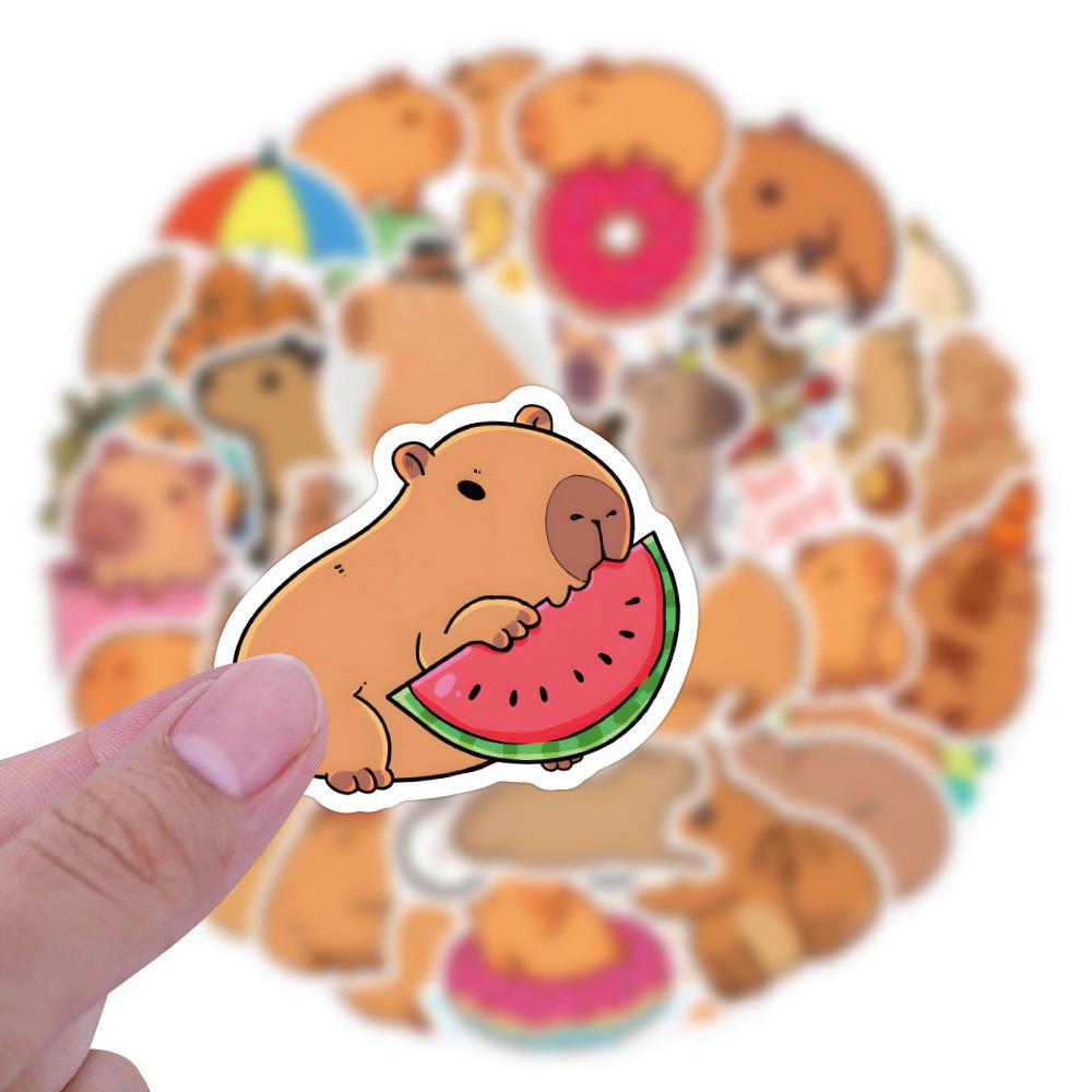 60 Cute Cartoon Capybara Stickers: Waterproof Decor for Phones, Journals, and Water Bottles