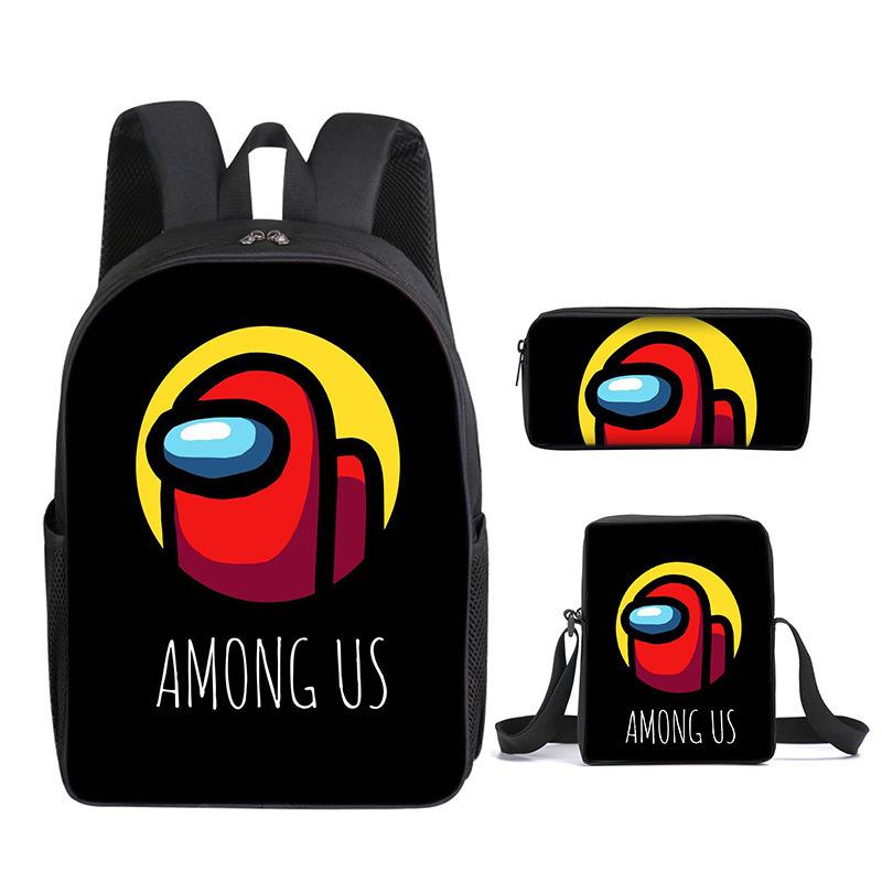 Space Werewolf Amongus Game Merchandise Elementary And Secondary School Students Backpack Satchel Pencil Bag School Bag Three-Piece Set three-piece backpack