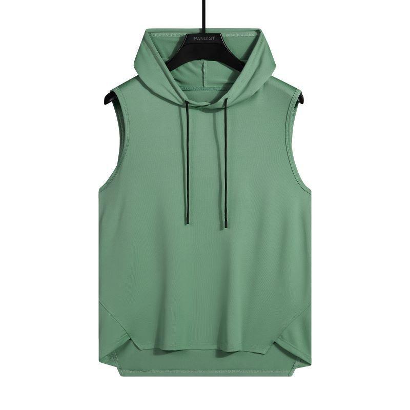 Canotta con Cappuccio Senza Maniche da Uomo Casual Vestibilità Larga Streetwear Gilet da Palestra