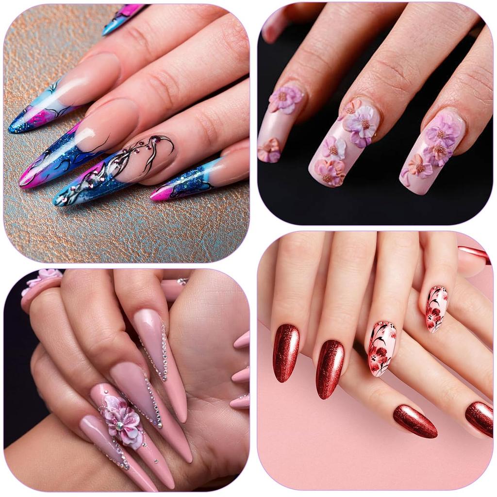 2PCS Acrylic Brushes for Nails, Size 2, 4 Professional Manicure Brush Set Purple-Pink Gradient Nail Tools Non-slip for Acrylic Powder, Nails