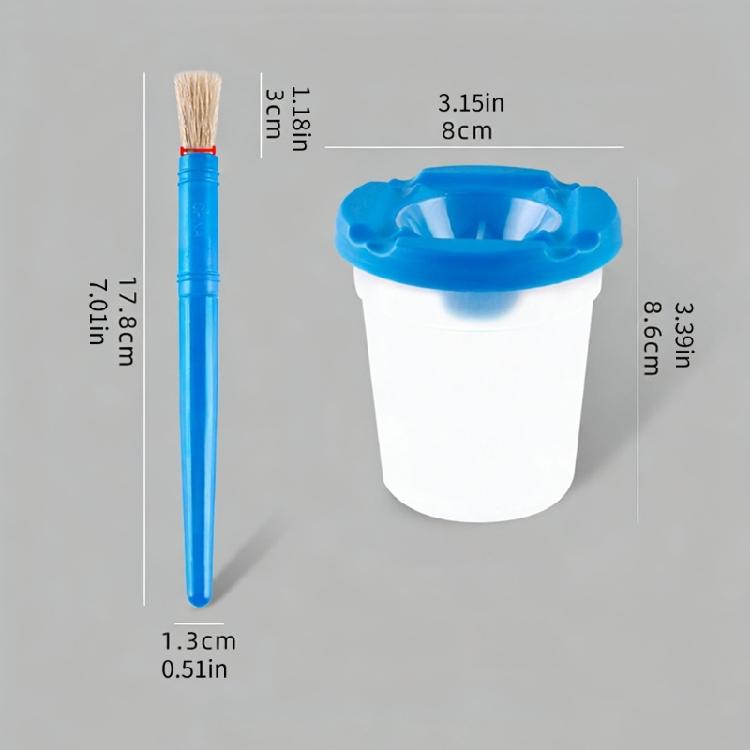 10Pcs Watercolor Brush Washing Cups with Lids Spill Prevention Plastic Paint Brush Cleaner Cup and Art Brush Set for Kid
