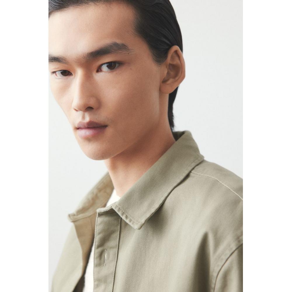 H M Regular Fit Cotton Twill oversHirt kHaki Green