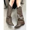 Pointed Toe High Heel Thigh-High Boots with Rivet Zipper Decoration - Women's Trend 2025