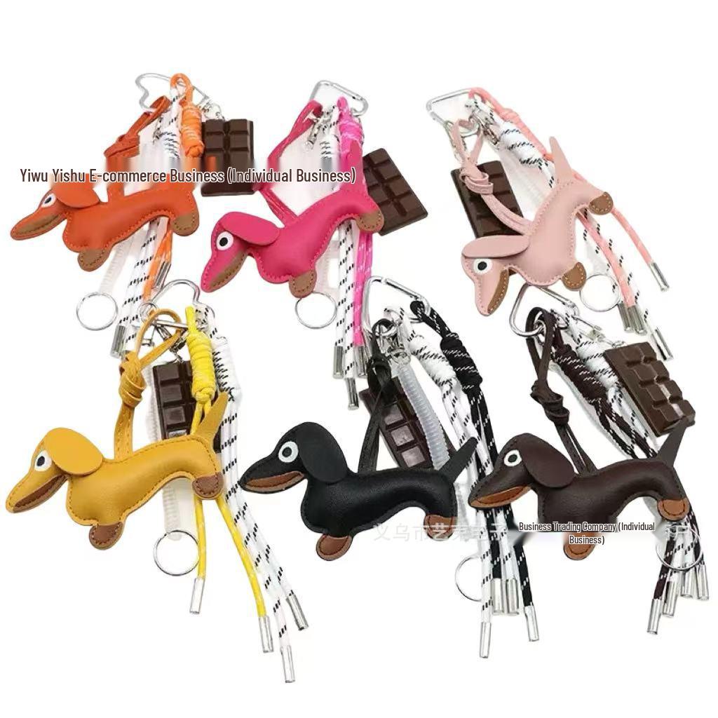 Miu-Style Sausage Dog Plush Charm - Backpack, Car, Keychain Gift