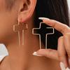 Big Hollow Cross Drop Statement Earrings for Women Statement Dangle Studs Earring Lightweight Fashion Punk Holiday Jewelry