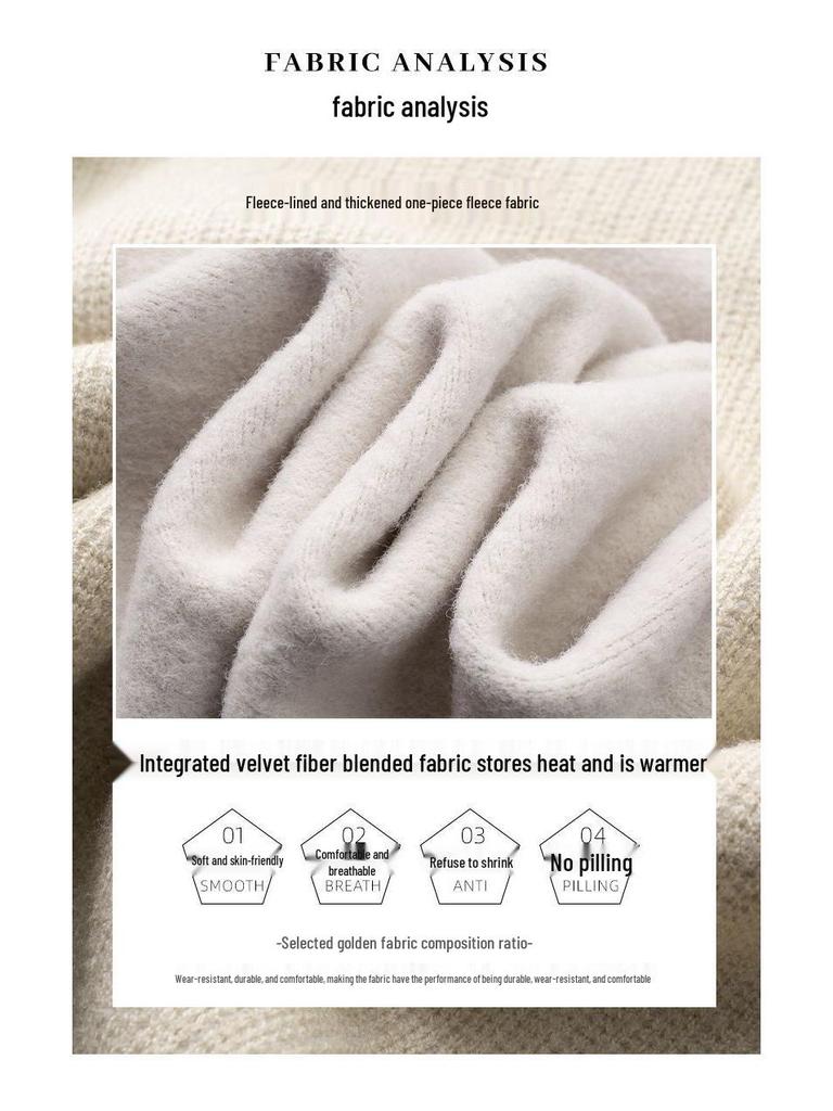 Men's Plus Velvet Half-High Collar Knit Sweater - Anti-Pilling Dobby Fleece, Solid Color for Autumn/Winter