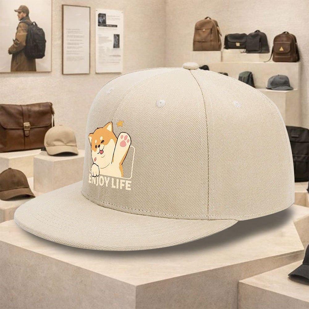 

Shiba Inu Enjoy Life Graphic Polyester Baseball Cap Unisex Outdoor Street Style Adjustable Hat One Size