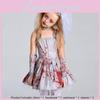 Disfraz de Halloween para Niños Espeluznante Vestido de Novia Fantasma Gris Manchado de Sangre Con Encaje y Falda de Tul