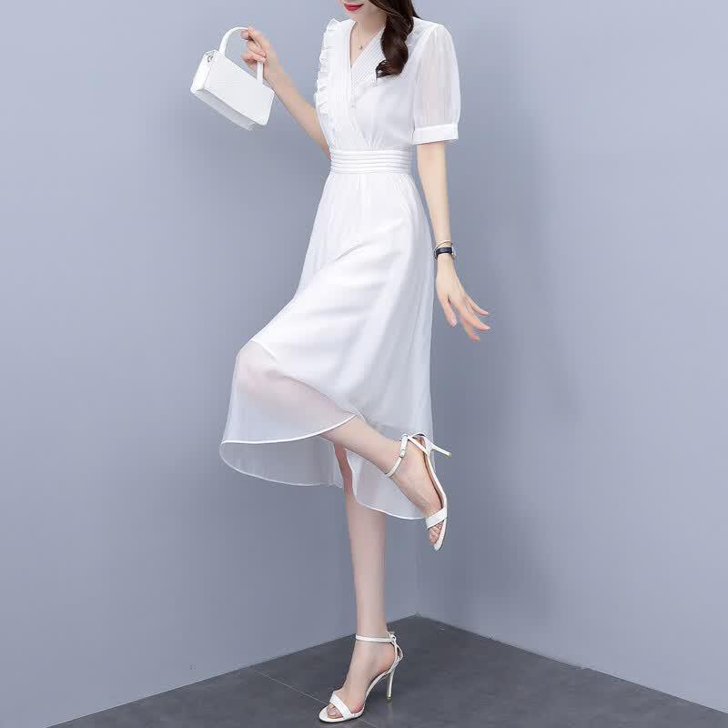 Hangyige Women s Elegant White Summer Dress 2026 L
