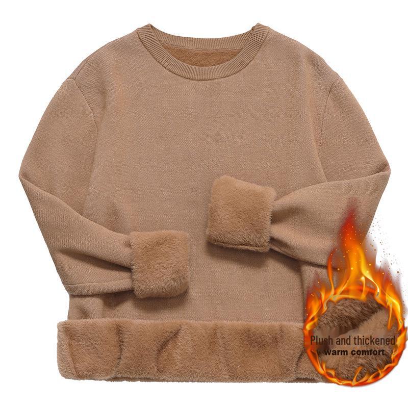 VantaGoods Dikke fleece ronde hals wintertrui voor heren - warme gebreide trui met lange mouwen Medium