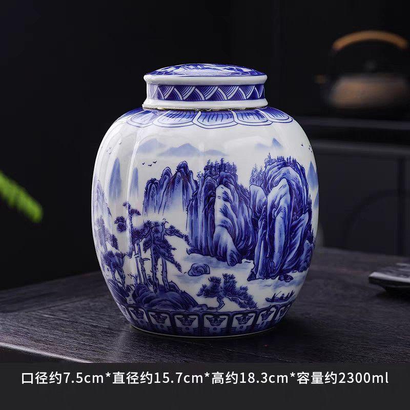 

Creative Intertwined Lotus Ceramic Sealed Jar Modern Landscape Floral Porcelain Storage Jar Large Capacity Coffee Bean Tea Jar