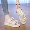 Fashion Women's Slippers Summer New Thick Bottom Round Head Open Toe Bow Sandals Casual Fashion Comfortable Soft Sole Slippers