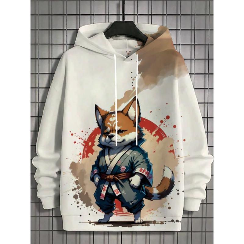 

Повсякденна чоловіча толстовка унісекс з 3D-принтом на все тіло з принтом японського самурая шиба-іну 2024 року осінь і зима 6XL